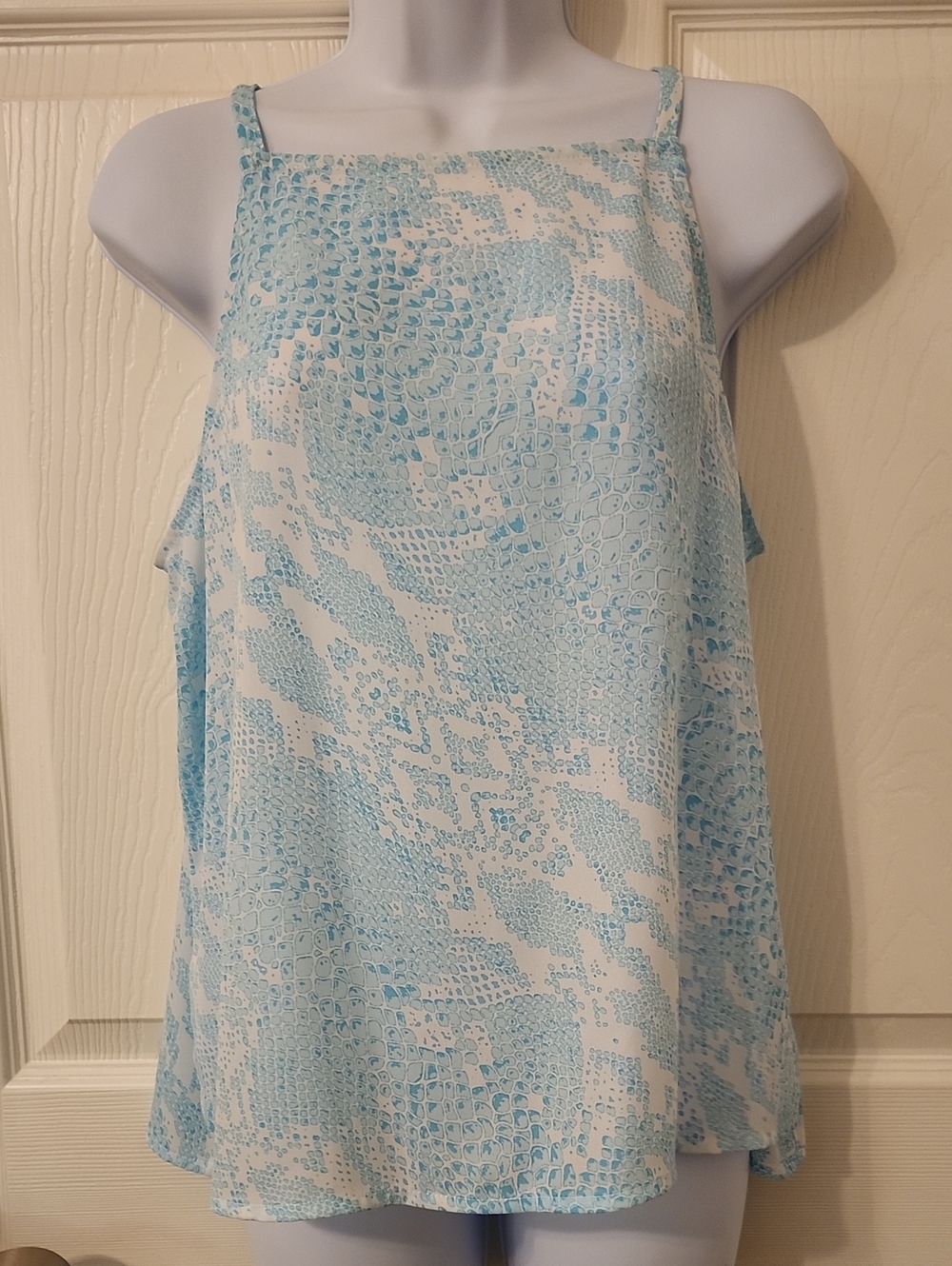 Blue & White Snake Print Tank Top Cami